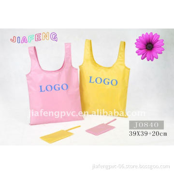 Pink and Orange, Vestlike Cotton Shopping Bag with Patch Handle